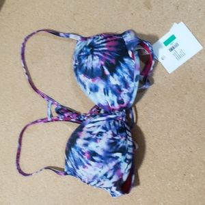 Purple, pink, blue, and white Tie-dye bikini top